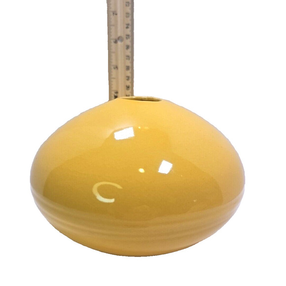 Modern Art Pottery Vases Set of 2 - Low Profile, Goldenrod Yellow, Unique Design - Picture 4 of 16